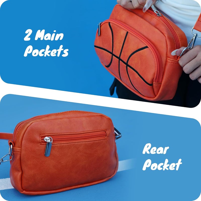 Halftime Handbags Basketball Crossbody Purse Bag for Women – Faux Leather Sporty Stadium Events Handbag with Adjustable Strap, Trendy Cross Body Shoulder Purse for Girls, Athletes & Basketball Lovers, Thanksgiving Gift - Image 3